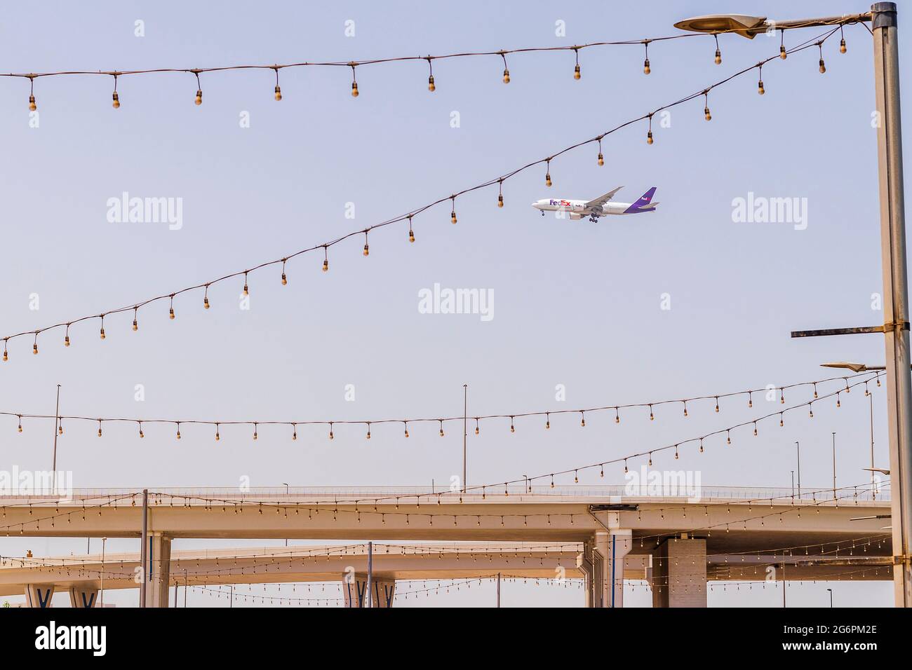 Dubai, UAE - 07.07.2021 - Fedex airplane caught in the sky Stock Photo