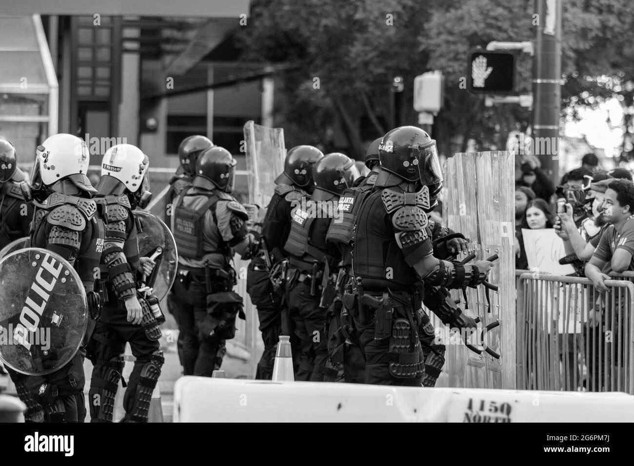 Police in riot gear. Stock Photo