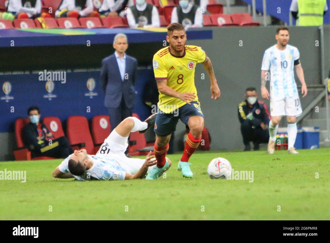 Brasilia, Brazil. 6th July, 2021.G Cuellar of Colombia during the Copa America 2021, semi-final football match between Argentina and Colombia on July 6, 2021 at Estádio Nacional Mané Garrincha in Brasilia, Brazil. Photo by Laurent Lairys/ABACAPRESS.COM Stock Photo