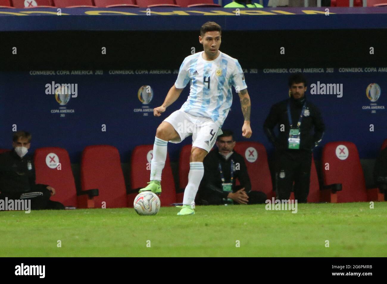 Brasilia, Brazil. 6th July, 2021.G Montiel of Argentina during the Copa America 2021, semi-final football match between Argentina and Colombia on July 6, 2021 at Estádio Nacional Mané Garrincha in Brasilia, Brazil. Photo by Laurent Lairys/ABACAPRESS.COM Stock Photo