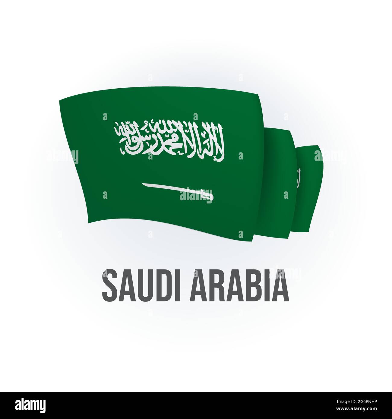 Vector flag of Saudi Arabia. Saudi waving flag. Vector illustration. Stock Vector