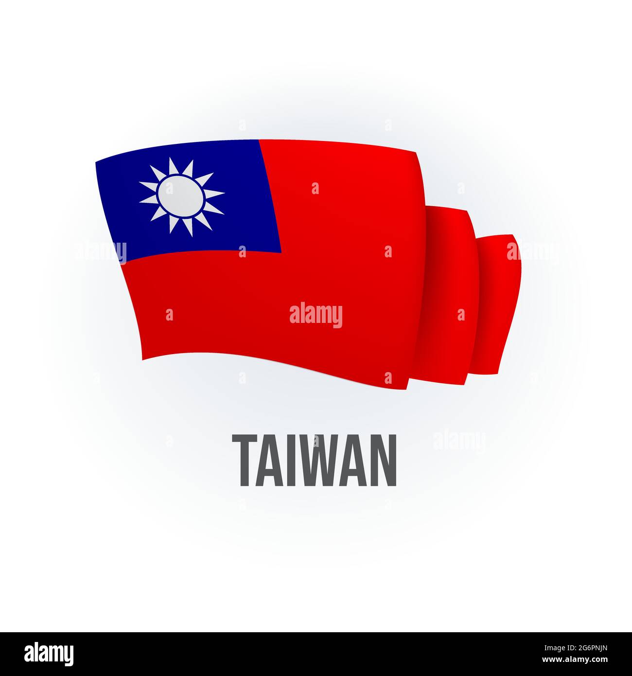 Vector flag of Taiwan. Taiwanese waving flag. Vector illustration. Stock Vector