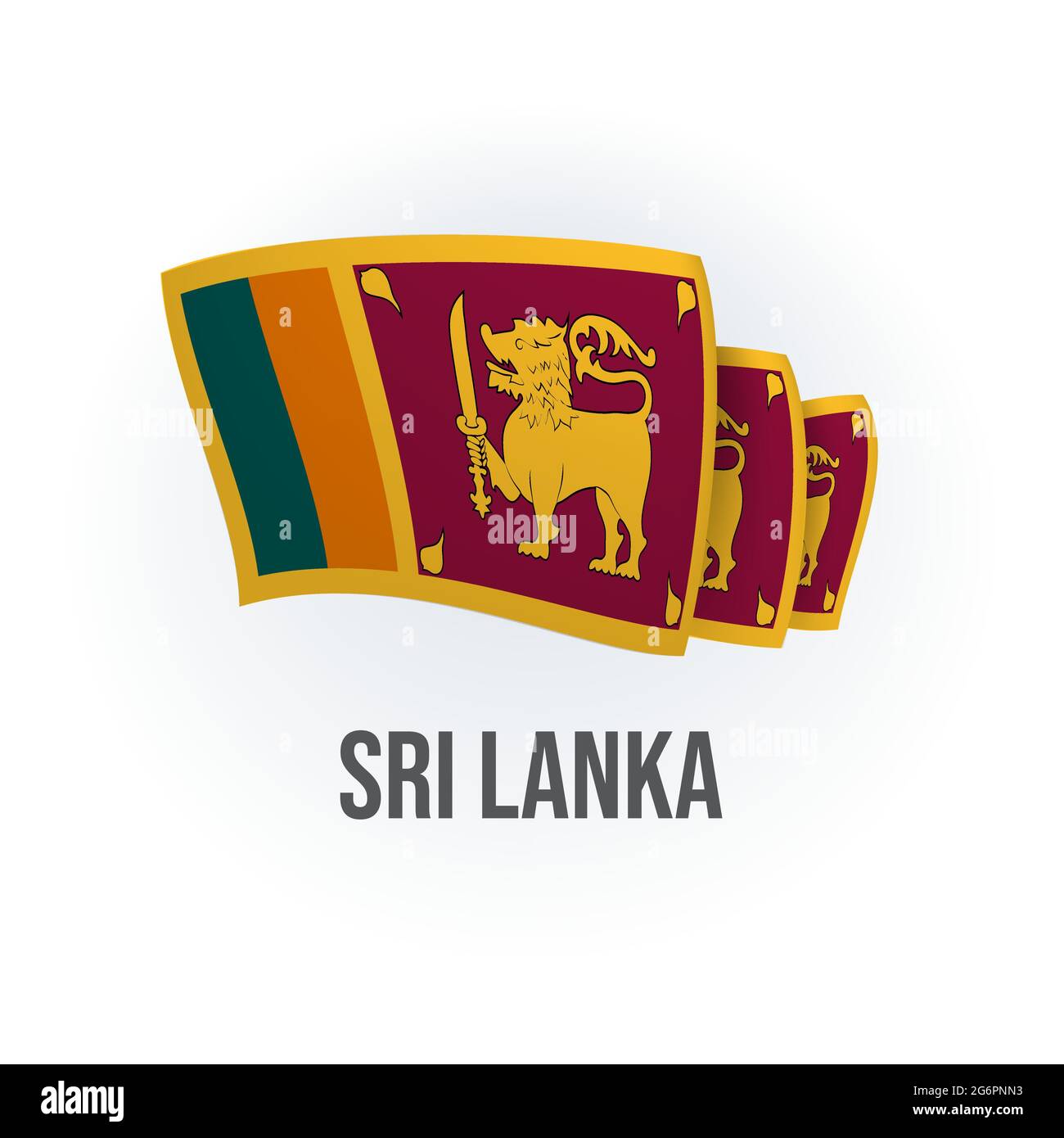 Vector flag of Sri Lanka. Sri Lankan waving flag. Vector illustration. Stock Vector