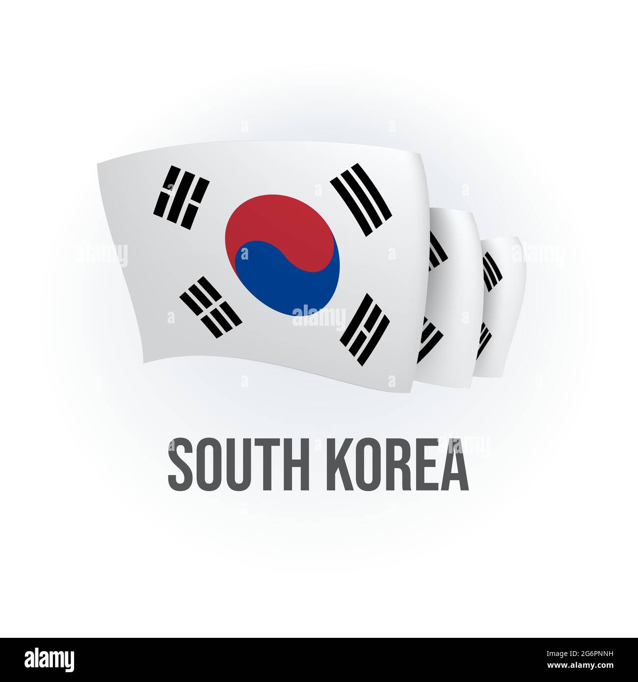 Vector flag of South Korea. South Korean waving flag. Vector