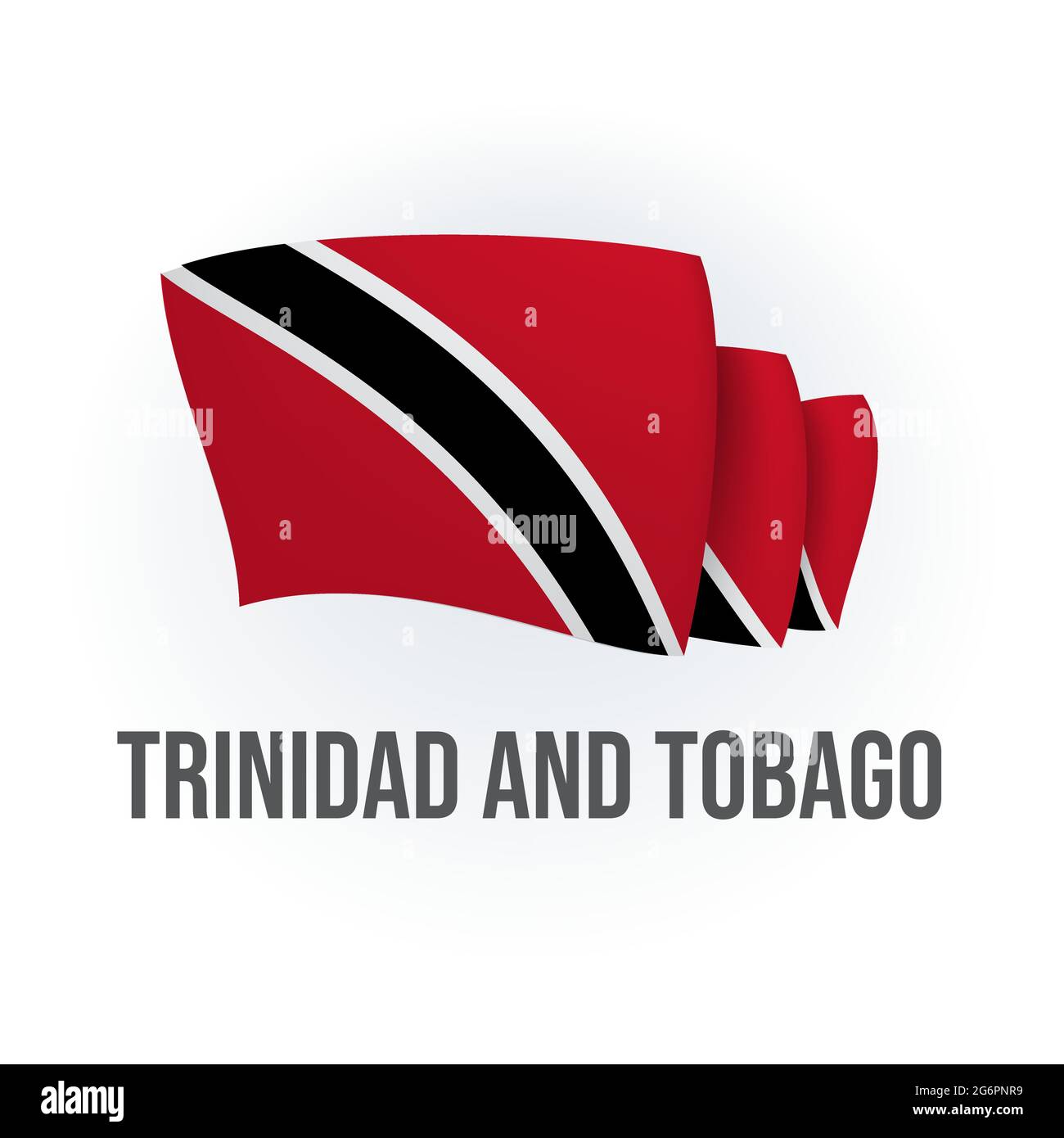 Vector flag of Trinidad and Tobago. Trinidadian waving flag. Vector