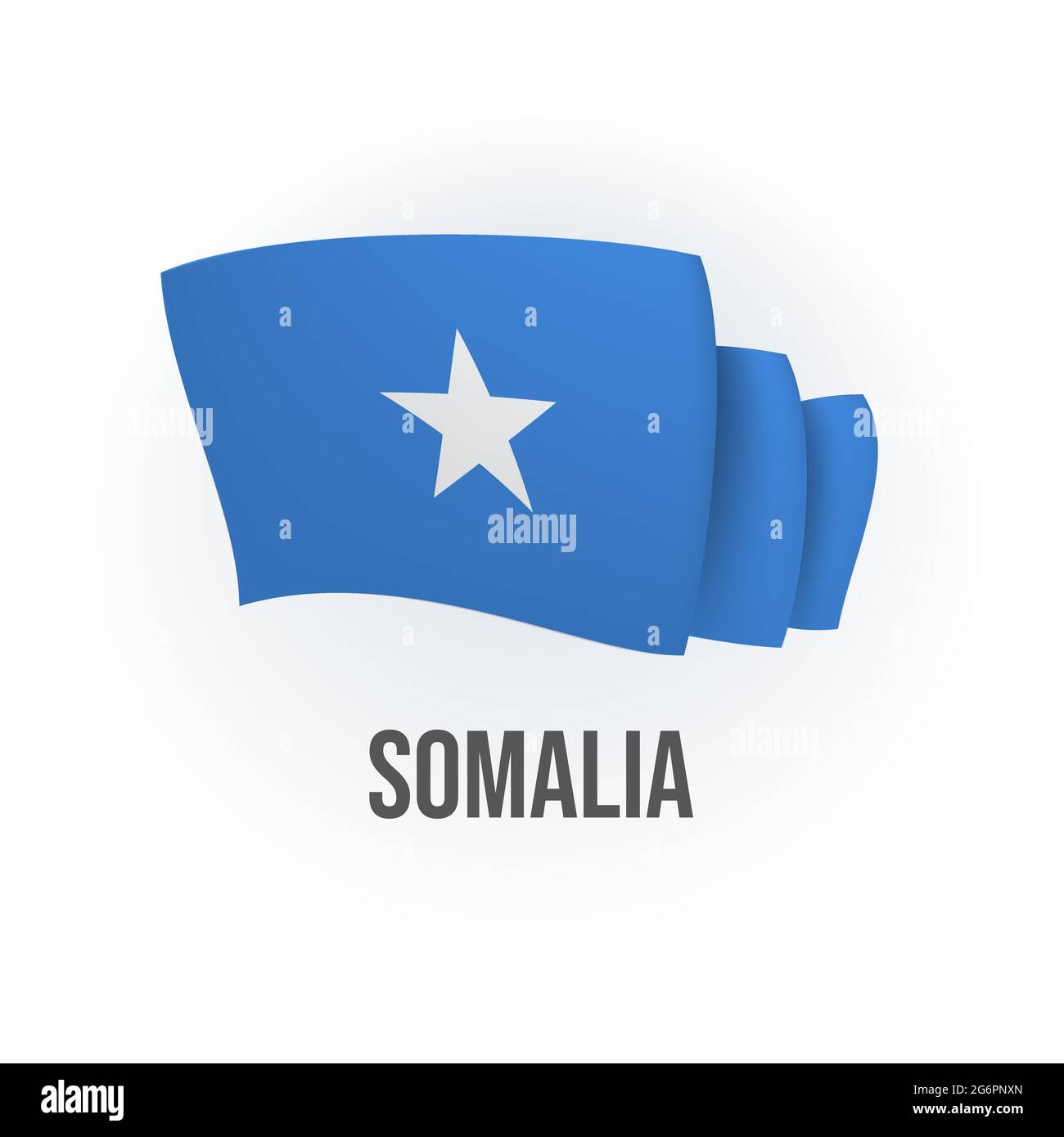 Vector flag of Somalia. Somali waving flag. Vector illustration. Stock Vector