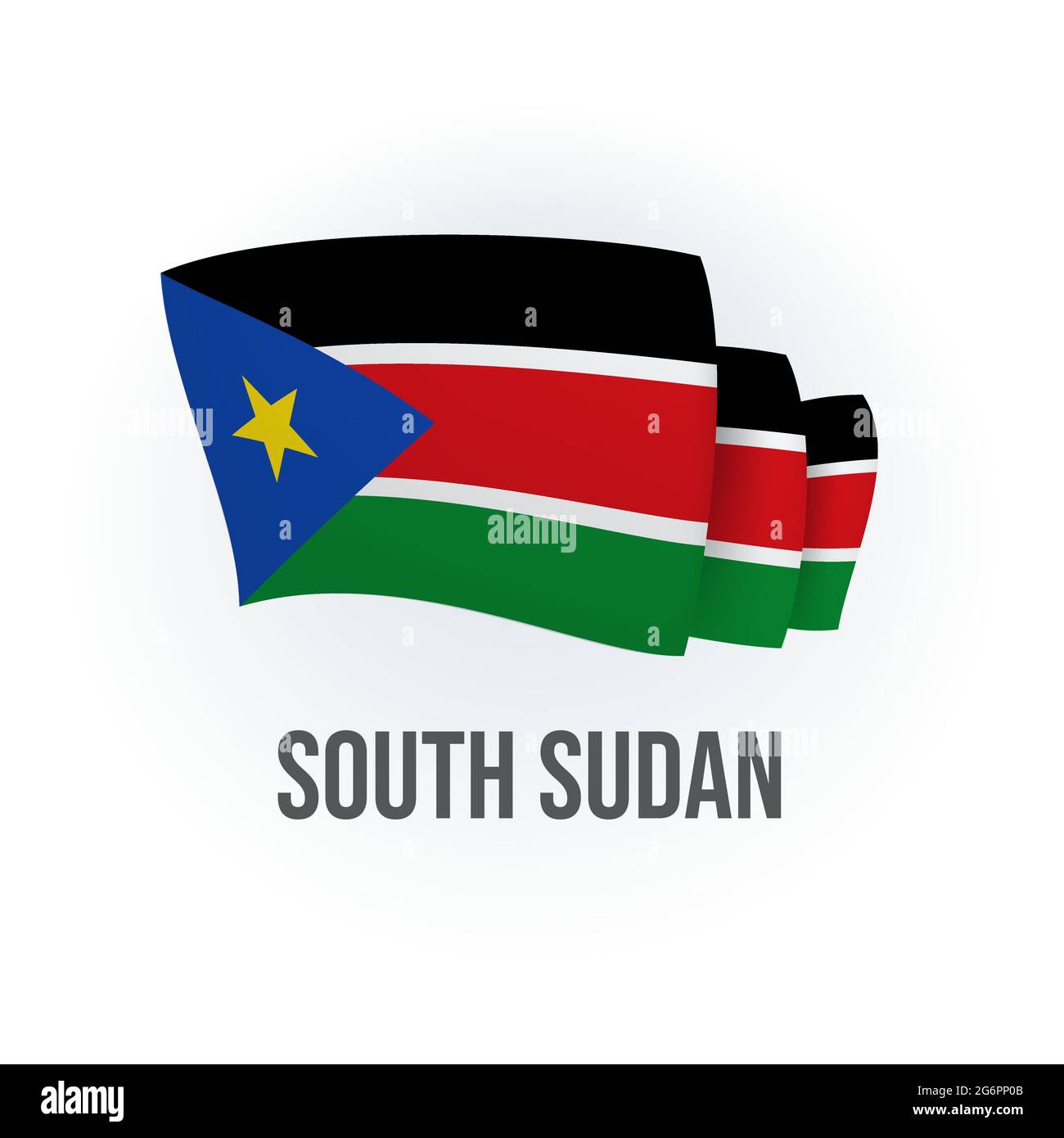Vector flag of South Sudan. South Sudanese waving flag. Vector illustration. Stock Vector