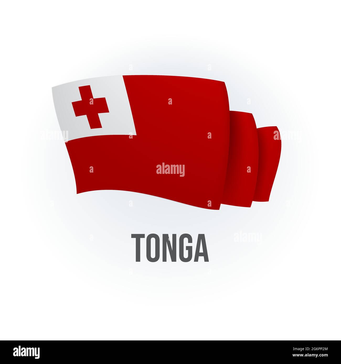 Vector flag of Tonga. Tongan waving flag. Vector illustration Stock