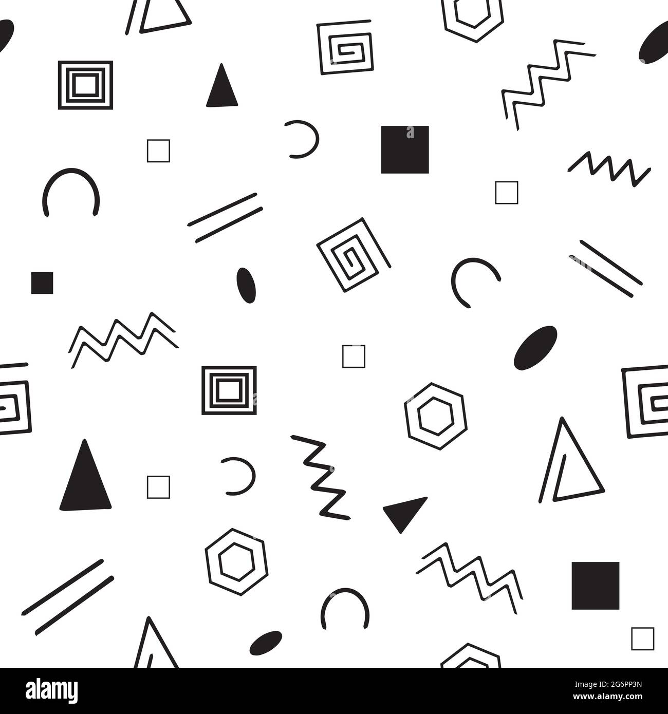 Seamless pattern, various geometric shapes on a white background ...