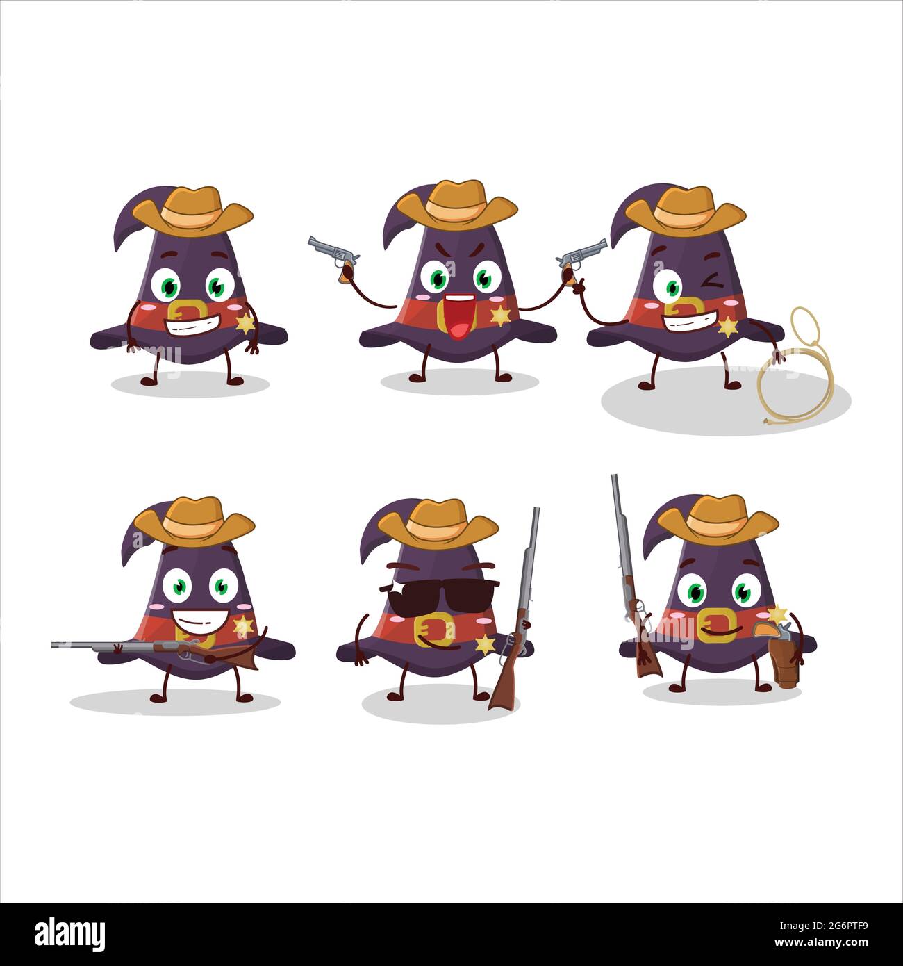 Cool cowboy witch hat cartoon character with a cute hat. Vector ...