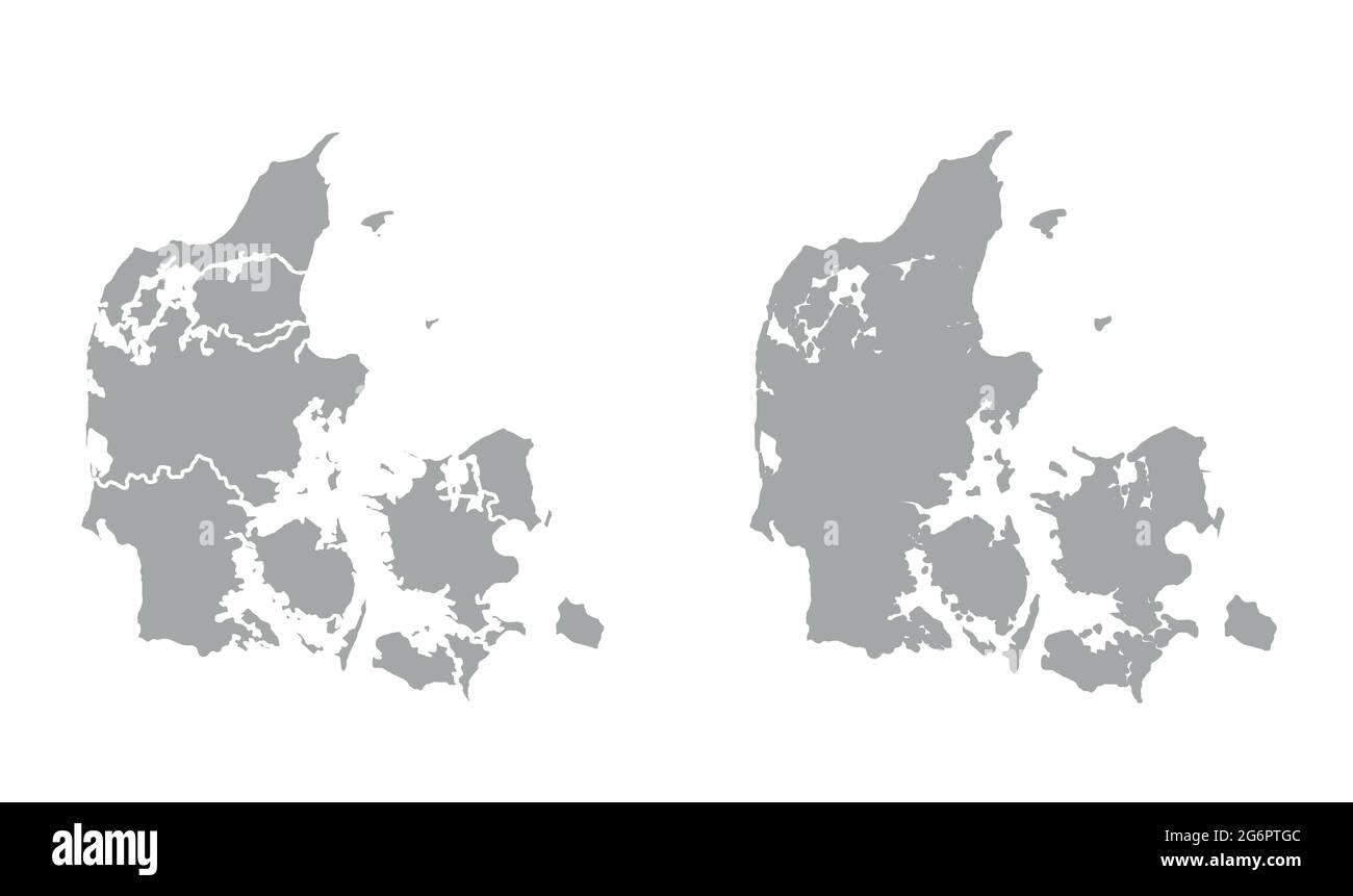 Denmark map with blue border lines on white background Stock Vector