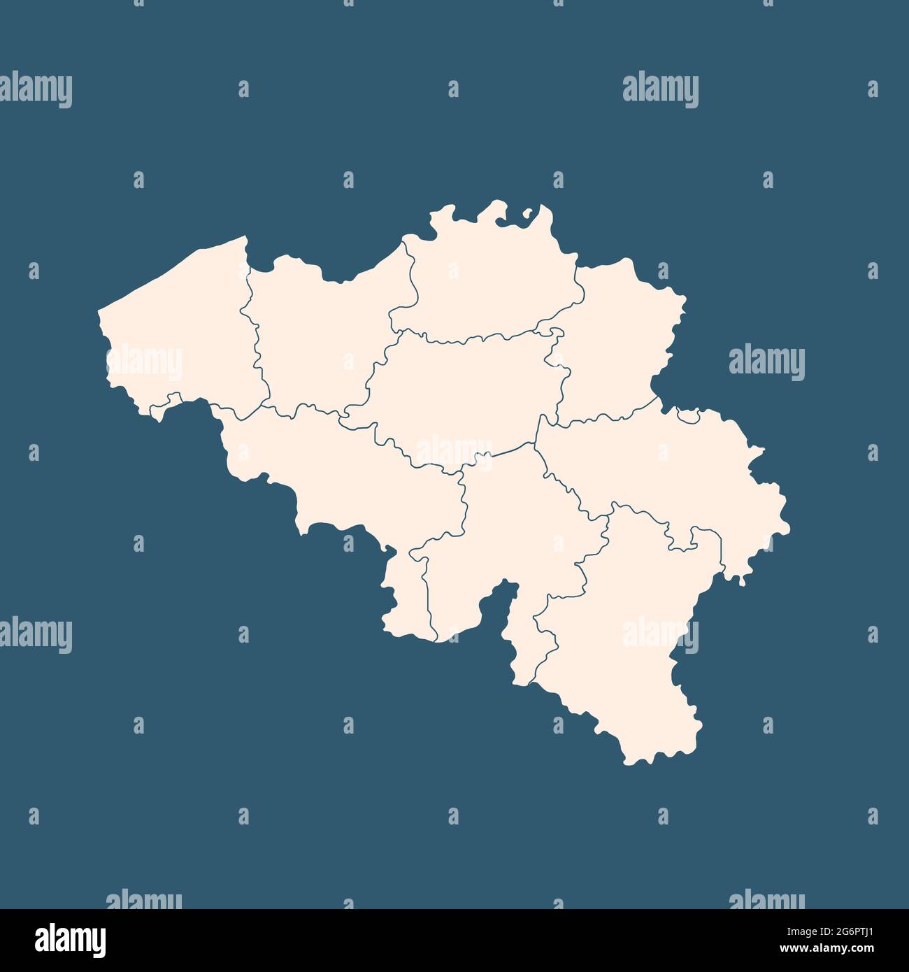 Belgium map in white on a blue background. Stock vector Stock Vector