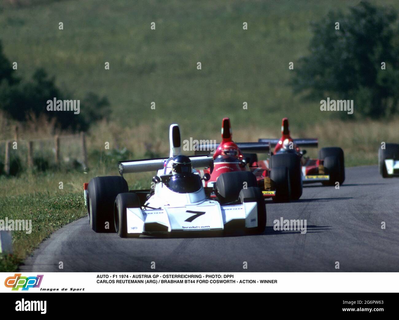 AUTO - F1 1974 - AUSTRIA GP - OSTERREICHRING - PHOTO: DPPI CARLOS REUTEMANN (ARG) / BRABHAM BT44 FORD COSWORTH - ACTION - WINNER Stock Photo