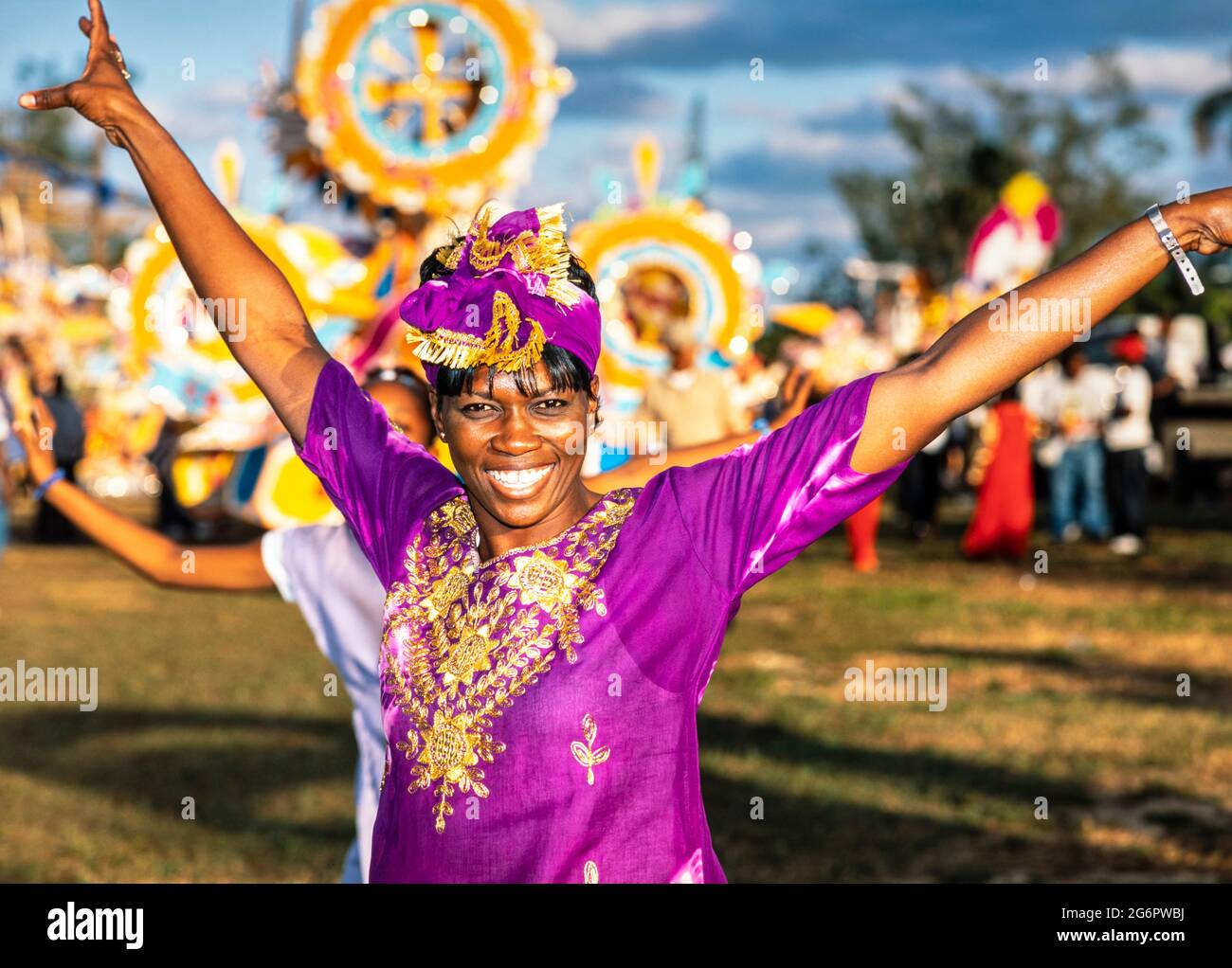 Junkanoo festival performers, Nassau, New Providence, Bahamas Stock Photo