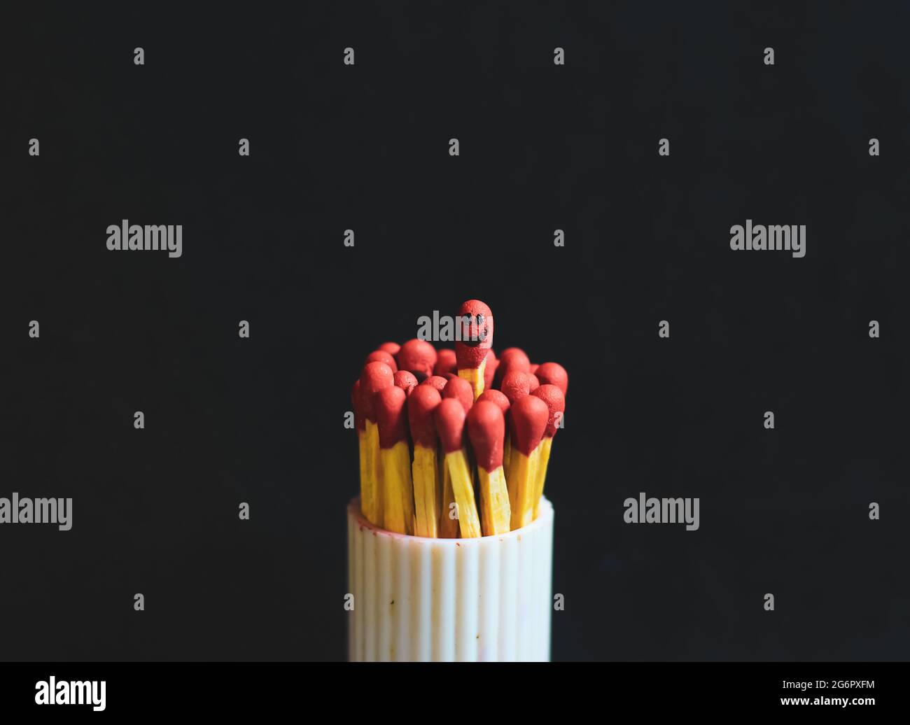 One match standing out from the crowd, leadership concept. Stock Photo