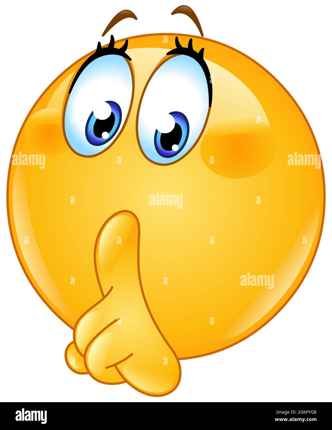 Hush Female Emoji Emoticon Making A Silence Quiet Shh Sign With Her Finger Stock Photo Alamy