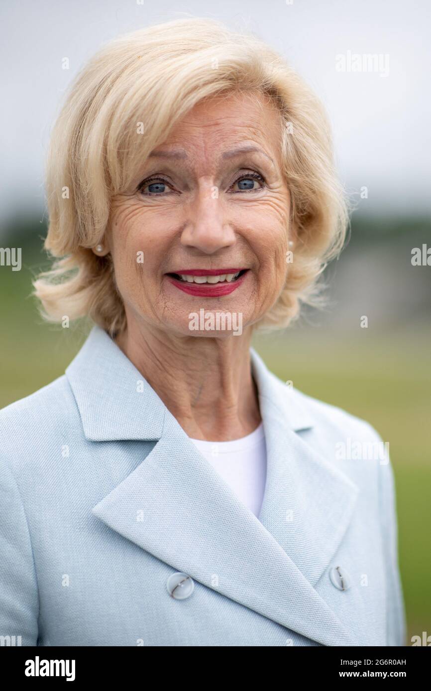 Nuremberg, Germany. 07th July, 2021. Nuremberg's mayor of culture Julia Lehner (CSU) smiles during an appointment at the former Nazi Nazi Party Rally Grounds. Credit: Daniel Karmann/dpa/Alamy Live News Stock Photo