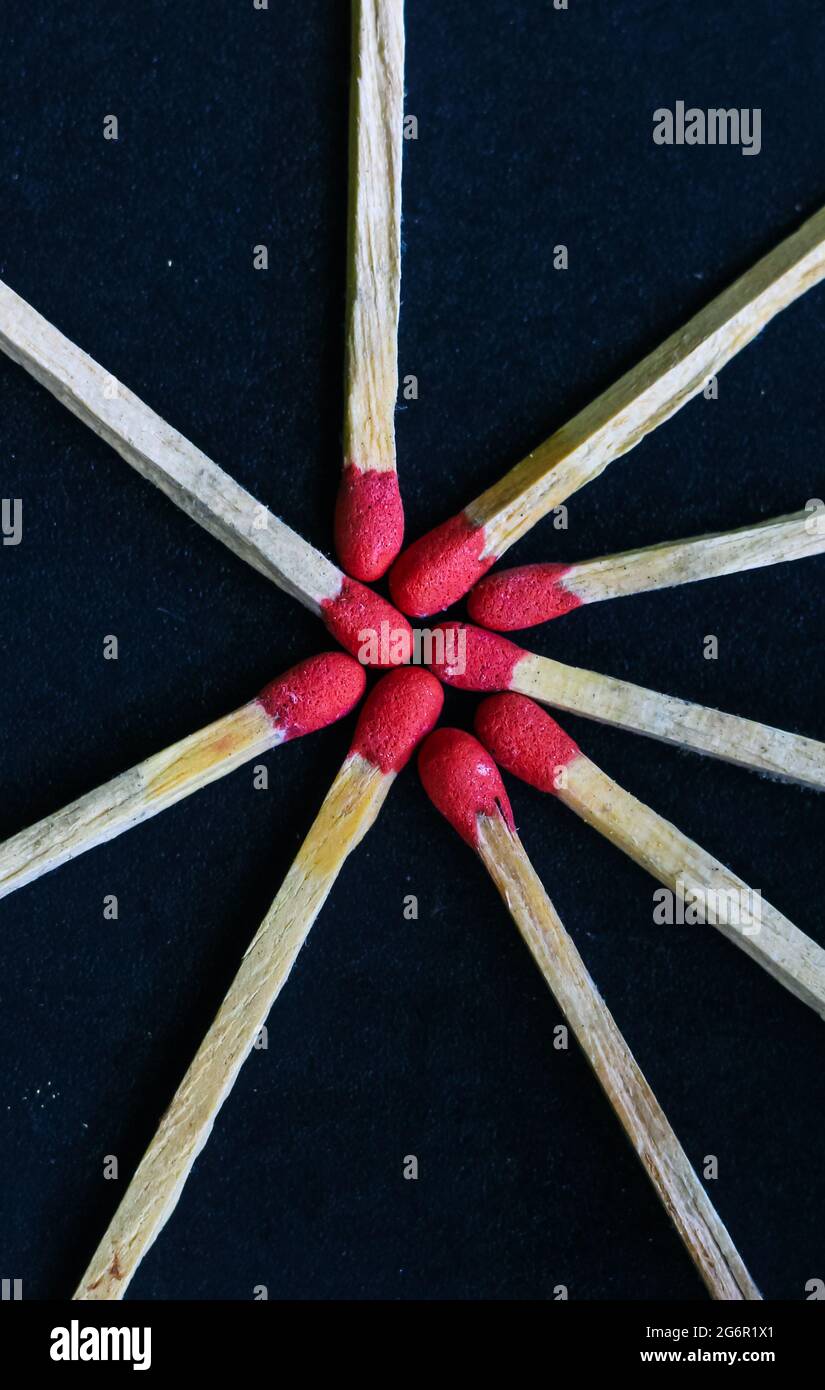Group of redhead matchsticks for wallpaper Stock Photo Alamy