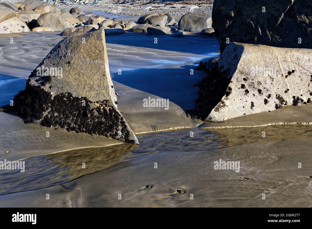 Slit Between Rocks A large rock has been worn and divided, with the two ends now split ...