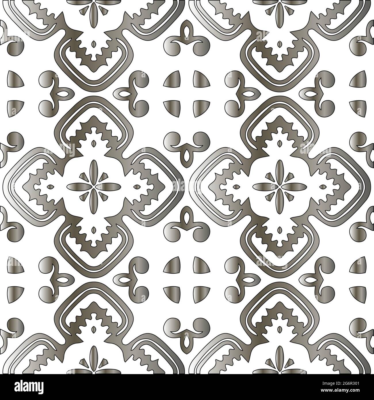 Silver metallic gradient with repeat Pattern . Abstract metallic background. Stock Vector