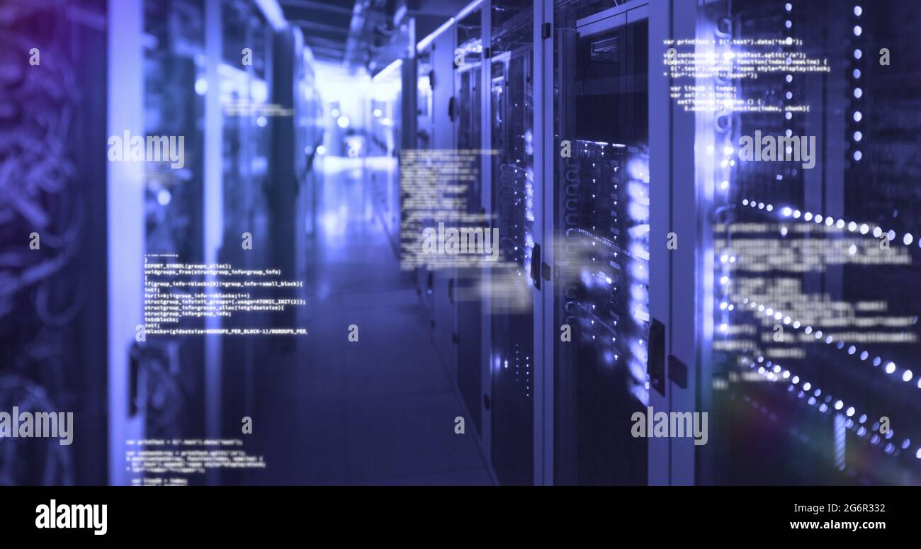 Computer servers in a server room Stock Photo