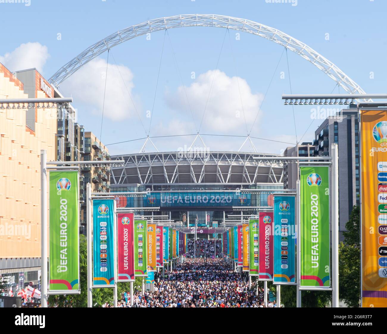 London, UK. 7th July, 2021. General view outside the stadium ahead of UEFA Euro 2020 Championship Semi Final match between England and Denmark at Wembley Stadium. Credit: Michael Tubi/Alamy Live News Stock Photo