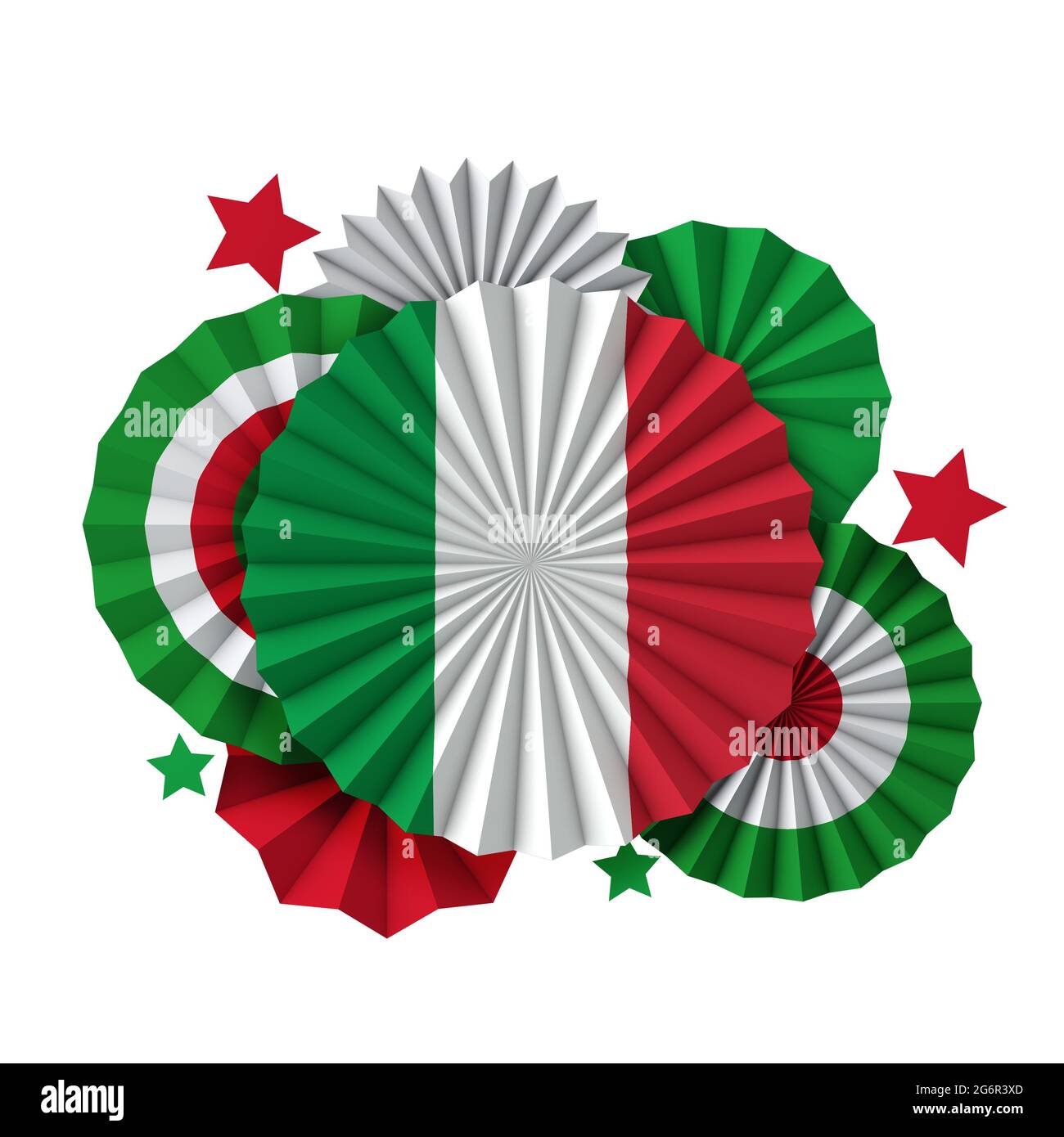 Italy flag paper fan background. Italian holiday celebration banner. 3D ...