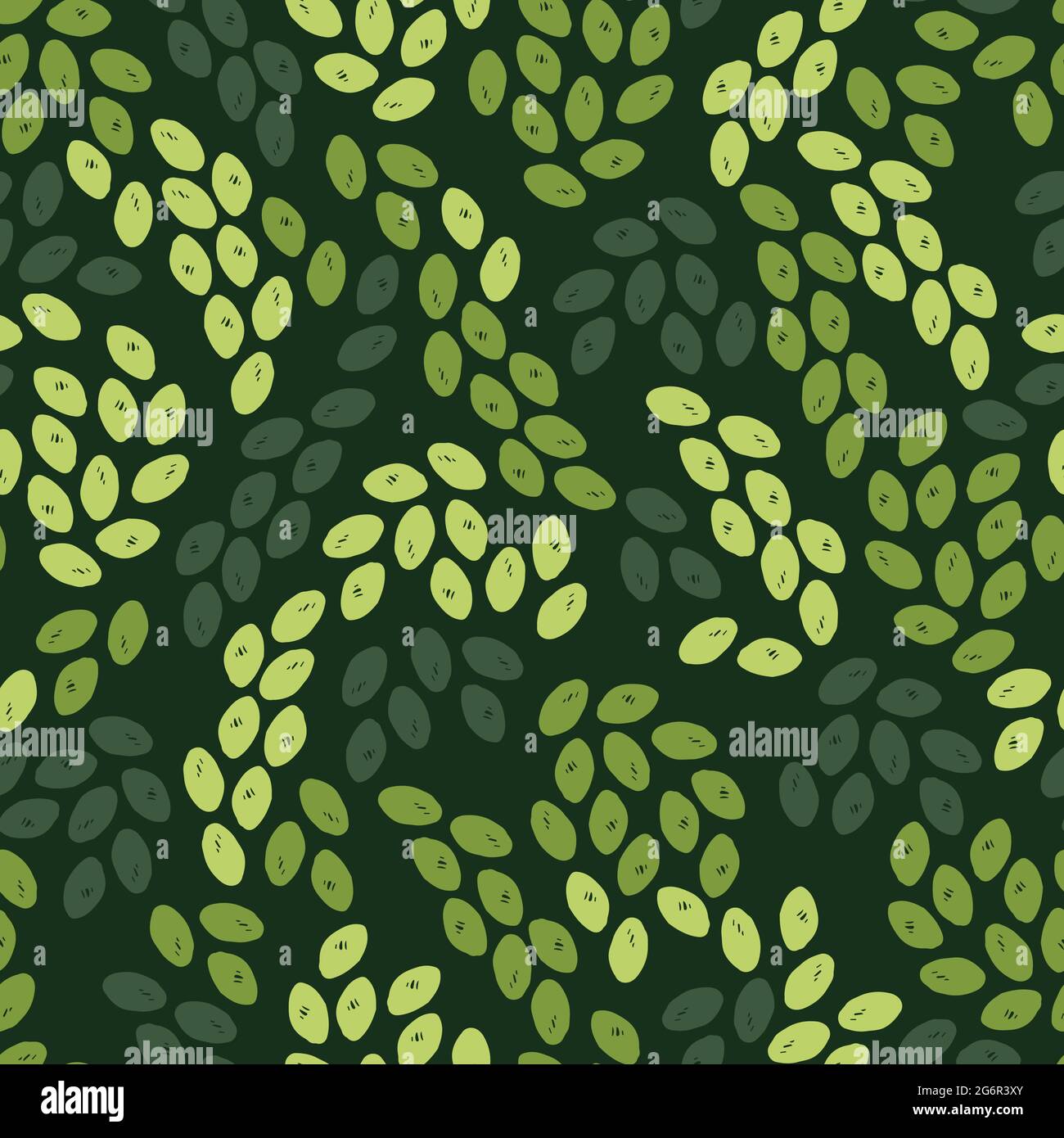 Vector green abstract olives oval foliage leaf or abstract snake skin seamless pattern. Perfect for fabric, restaurant menu and wallpaper projects. Stock Vector