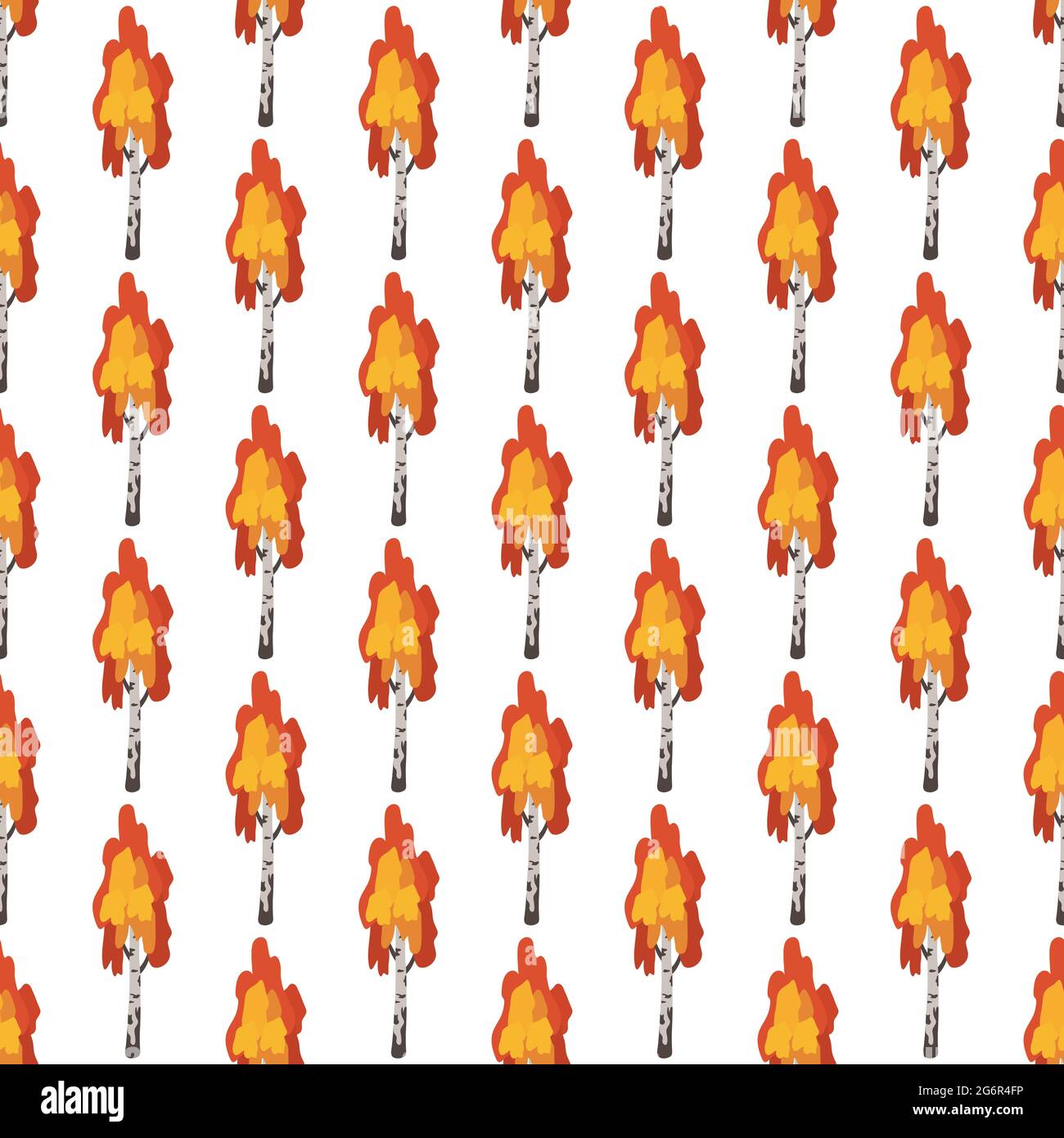 Seamless pattern with red and orange birch trees Stock Vector
