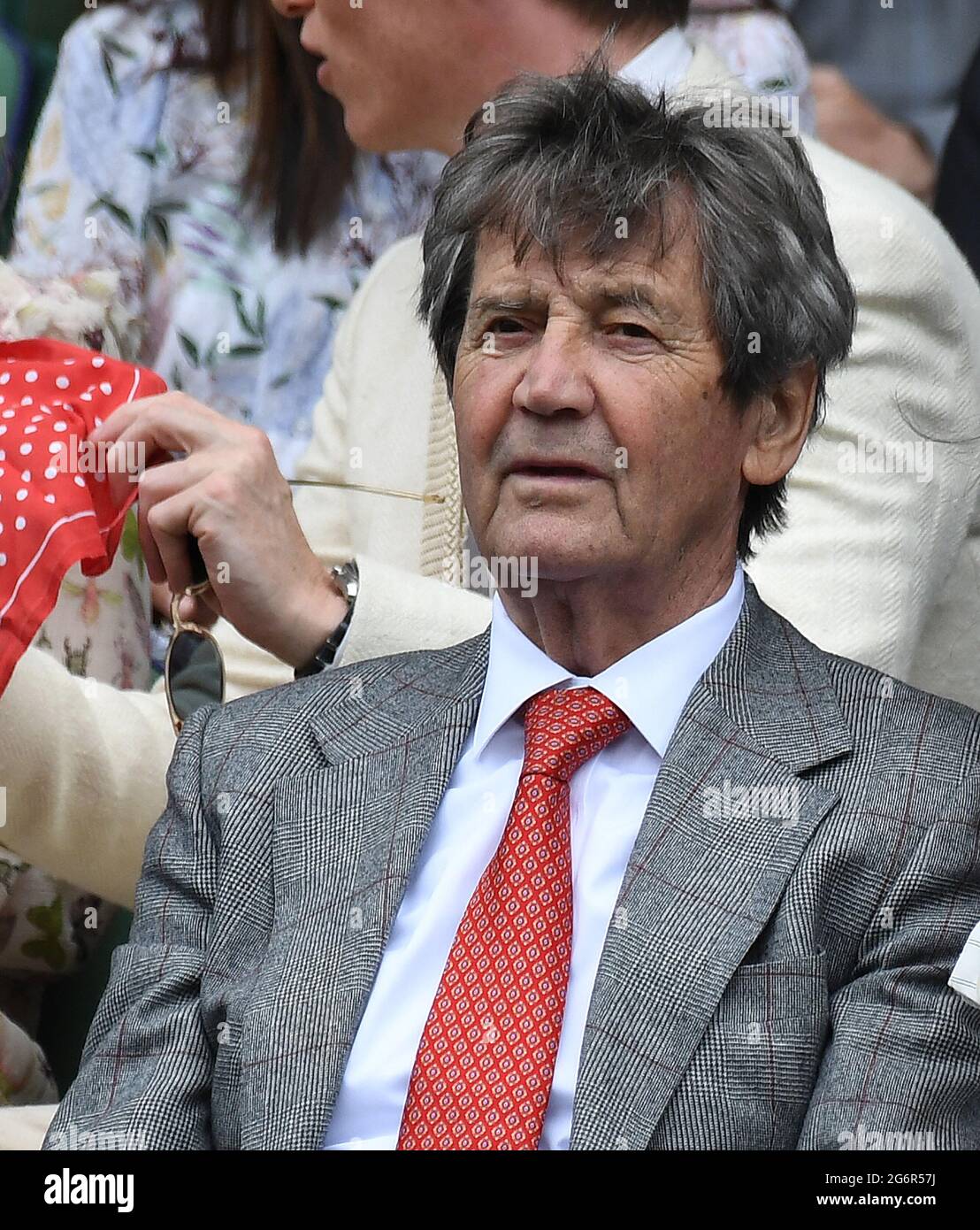 London, Gbr. 07th July, 2021. London Wimbledon Championships Day 9 07/07/2021 Melvin Bragg in the Royal Box Credit: Roger Parker/Alamy Live News Stock Photo