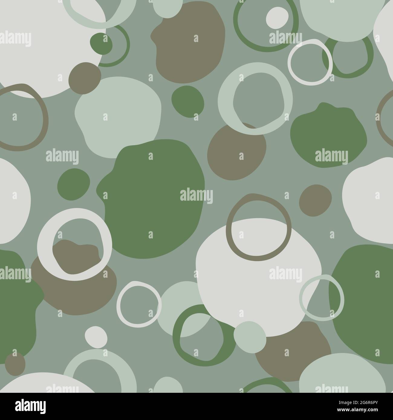 Seamless vector pattern with paint steins on grey background. Artistic  cream blob wallpaper design. Soft fashion textile texture. Stock Vector