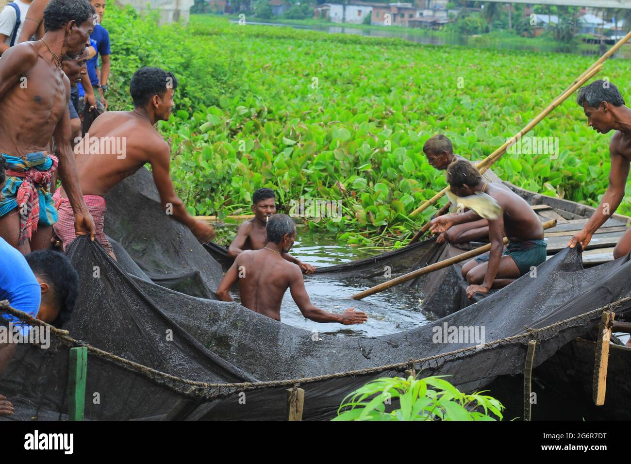 Bangladeshi fisherman caught fish. Fish on hand. Fishing on the