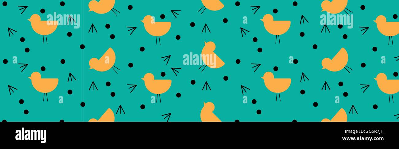 Seamless panoramic pattern, many abstract birds - Vector illustration Stock Vector