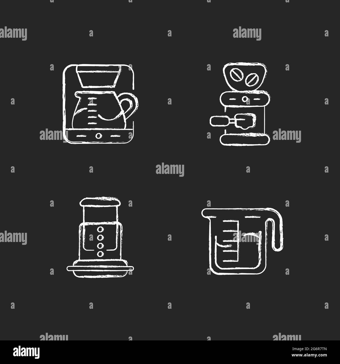 Coffee shop machine chalk white icons set on dark background Stock ...