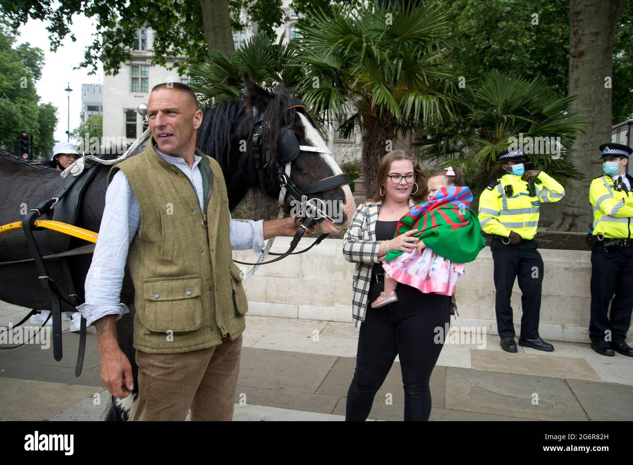 Kill the Bill. Gypsy, Roma and traveller communities protest in Parliament Square against the new policing bill before Parliament. Stock Photo
