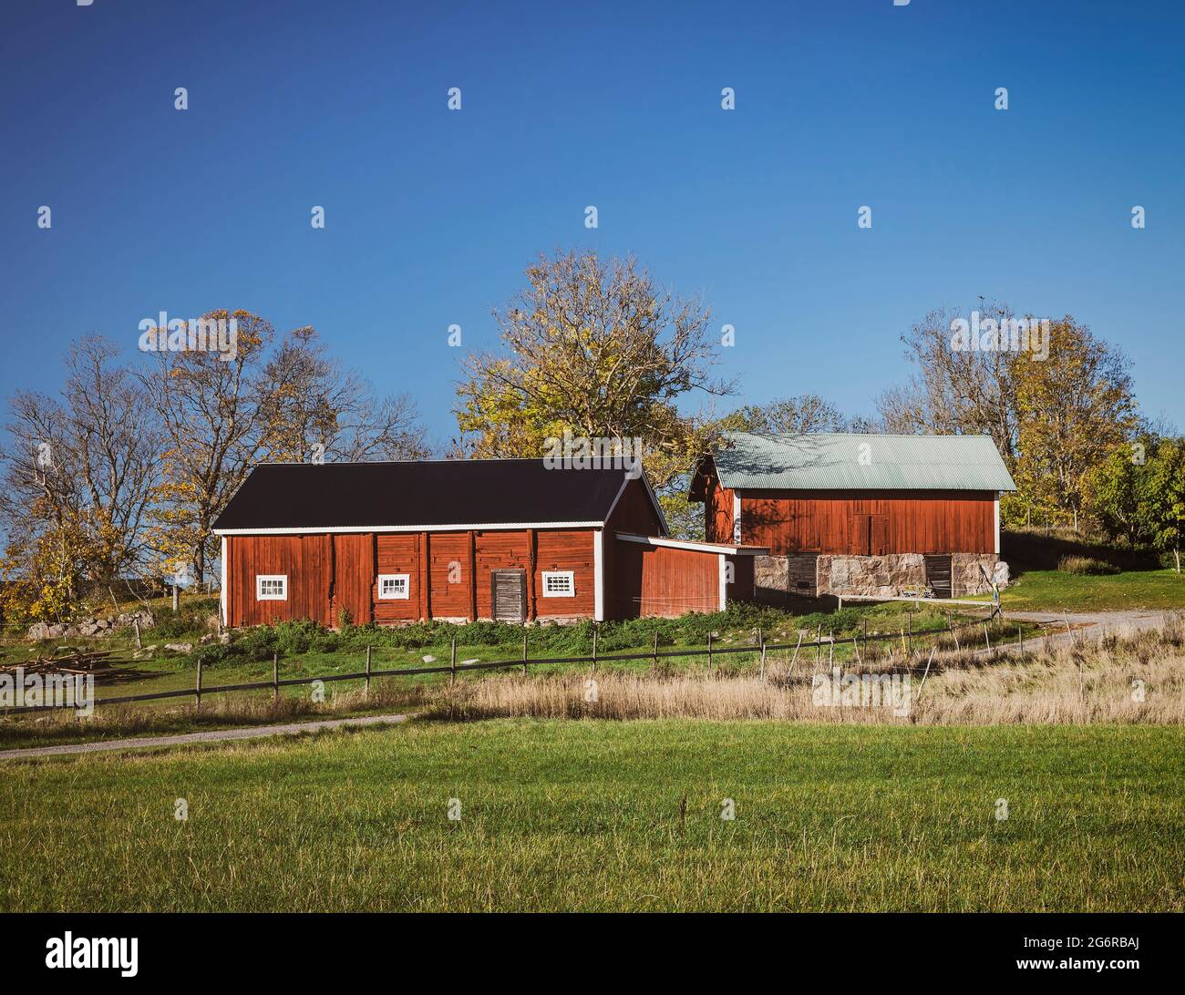 Traditional farmstead in Ostergotland, Sweden. Stock Photo