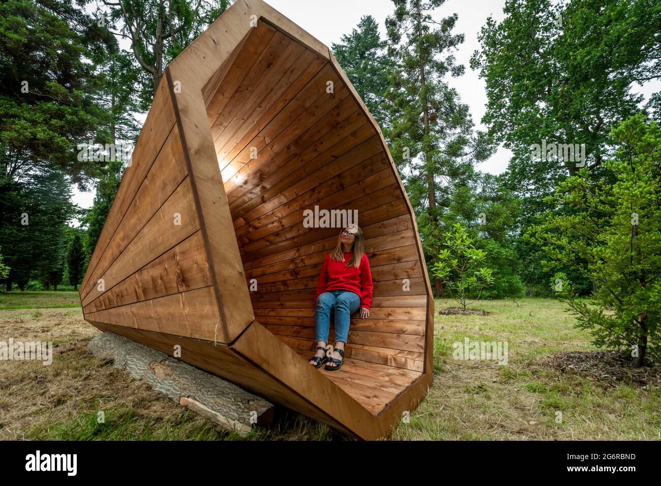 Ardingly, UK. 8 June 2021. A staff member experiences "RUUP Forest