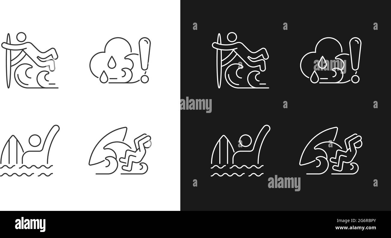 Water sports linear icons set for dark and light mode Stock Vector ...
