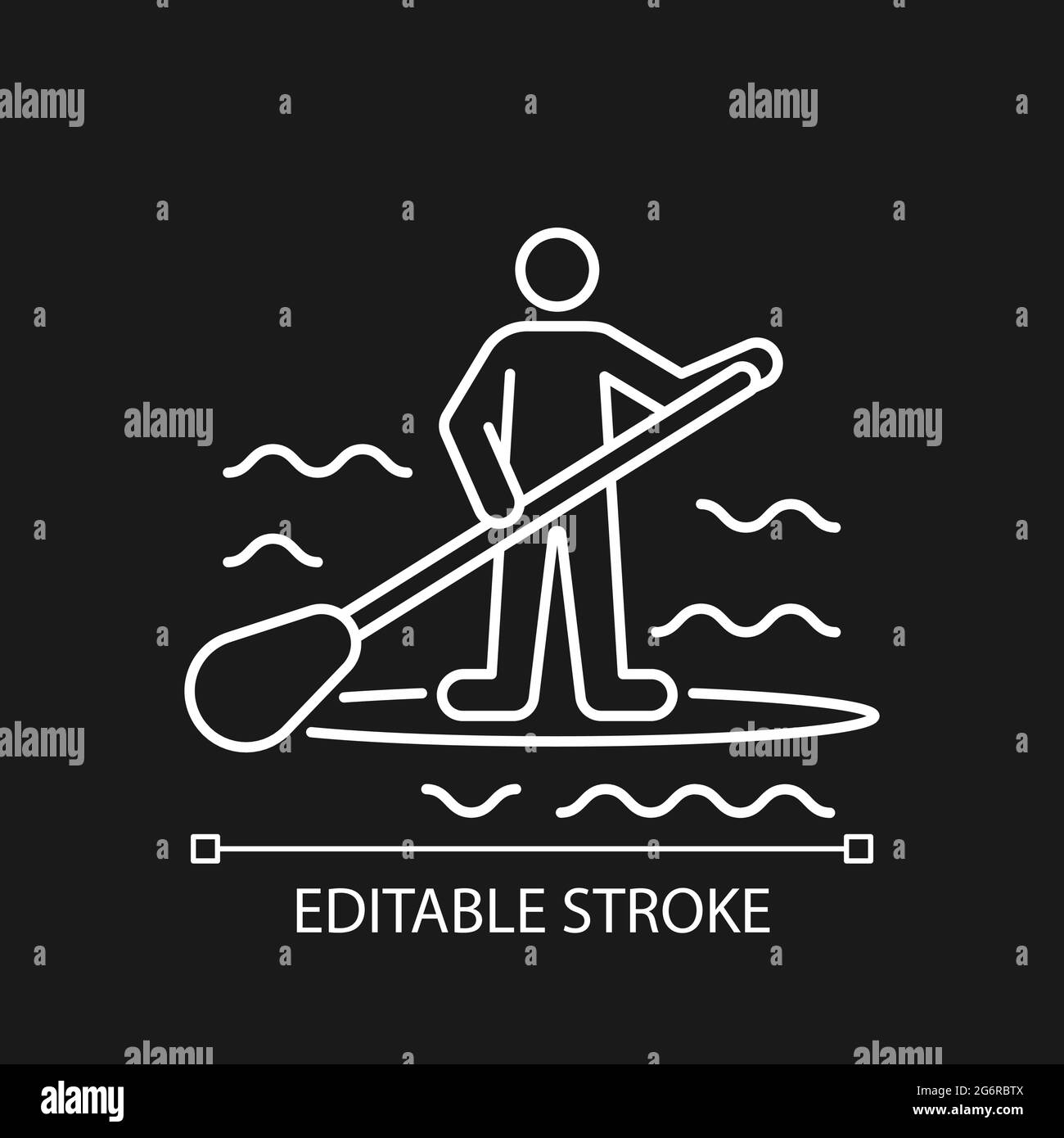 Paddle board surfing white linear icon for dark theme Stock Vector ...