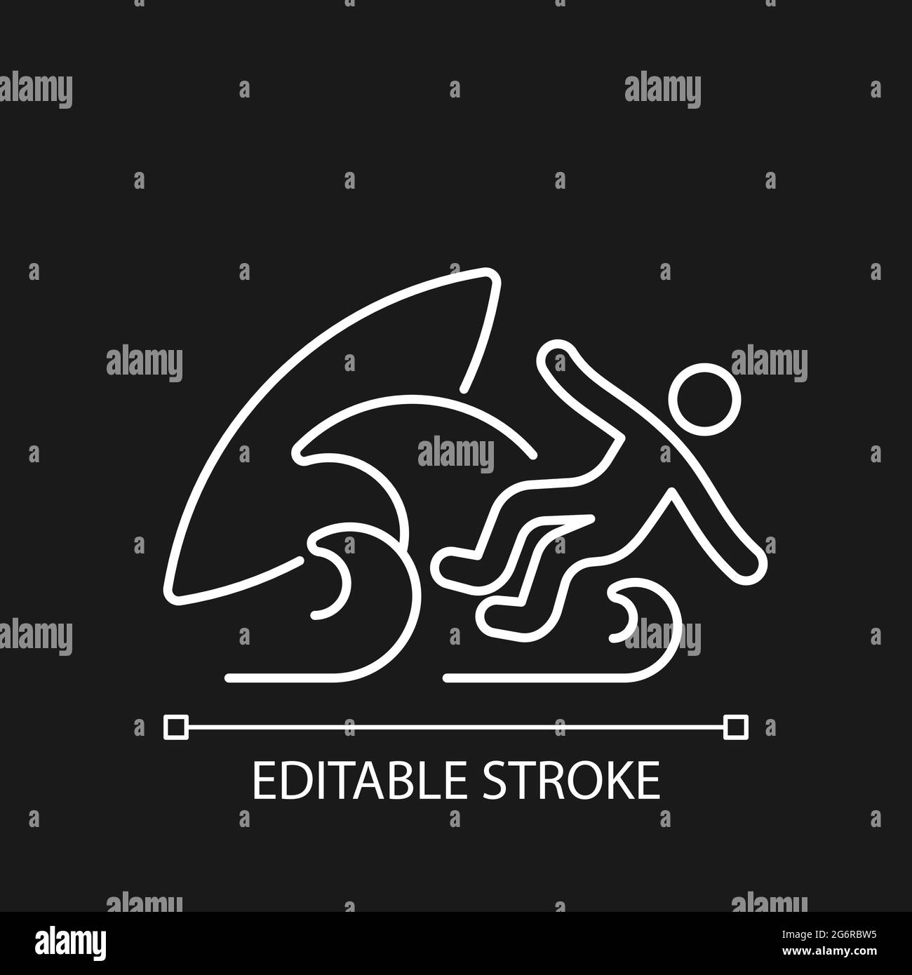 Surf wipeout white linear icon for dark theme Stock Vector Image & Art ...