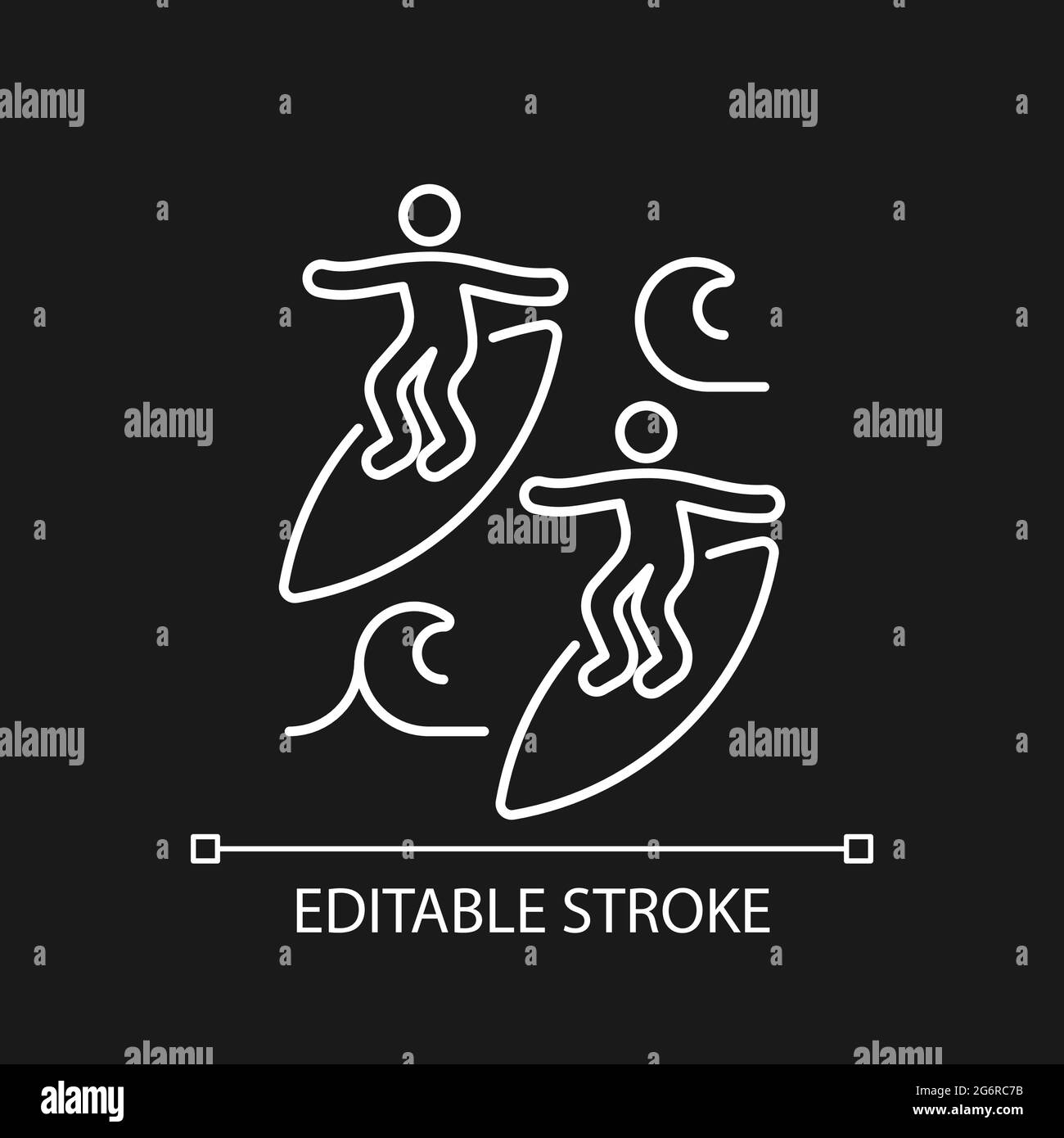 Surfing with mate white linear icon for dark theme Stock Vector Image ...