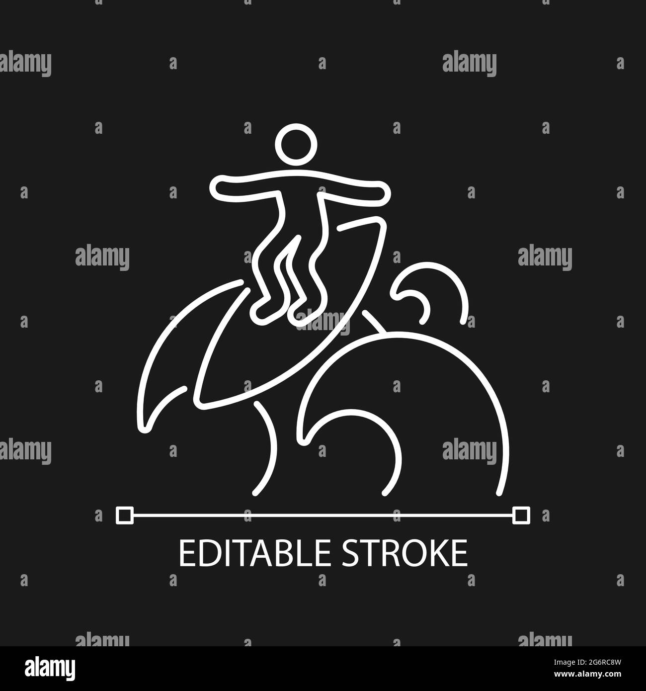 Floater surfing technique white linear icon for dark theme Stock Vector ...