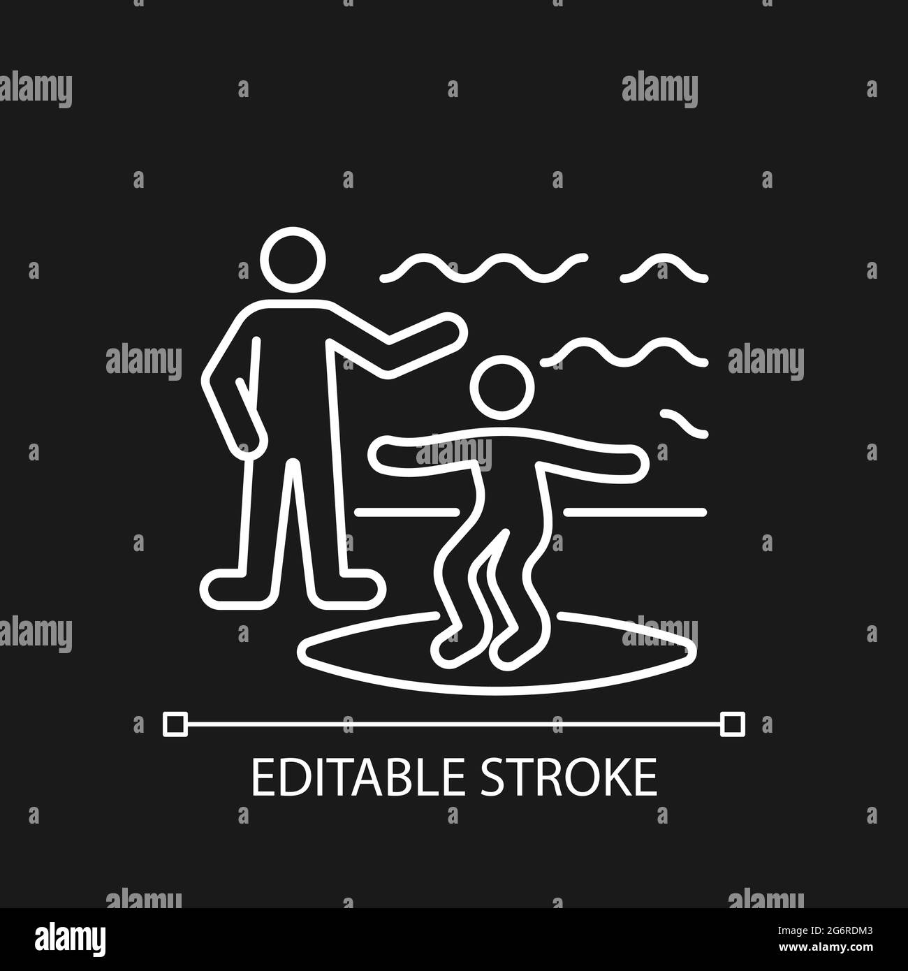 Surfing lessons white linear icon for dark theme Stock Vector Image ...