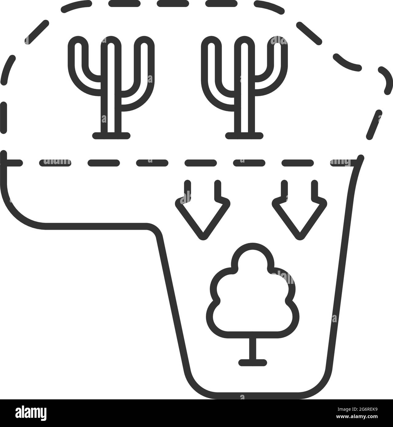 Desert expansion linear icon Stock Vector