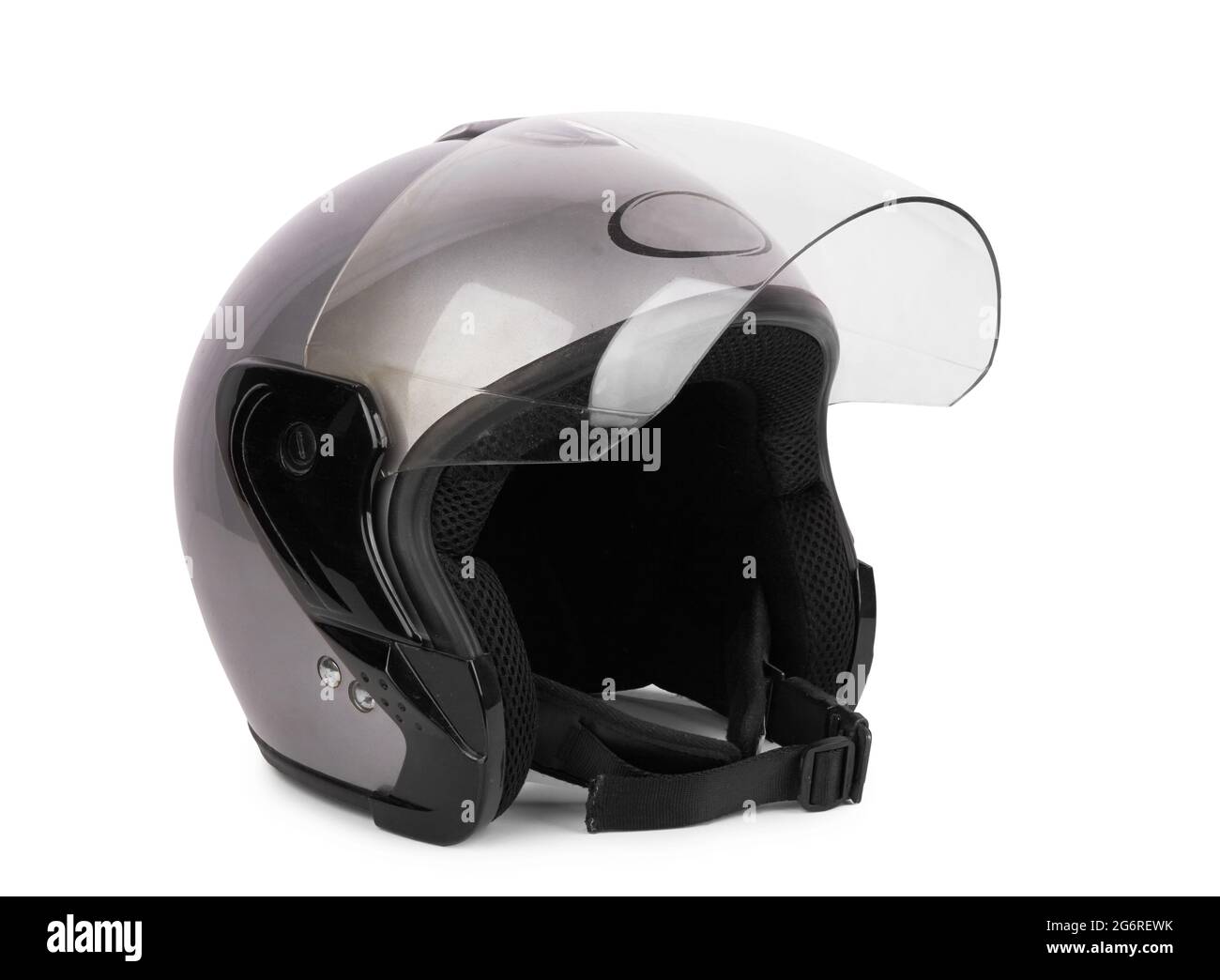 Gray motorcycle helmet isolated on white background Stock Photo - Alamy