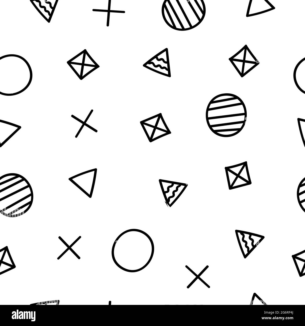 Seamless pattern, various geometric shapes on a white background ...