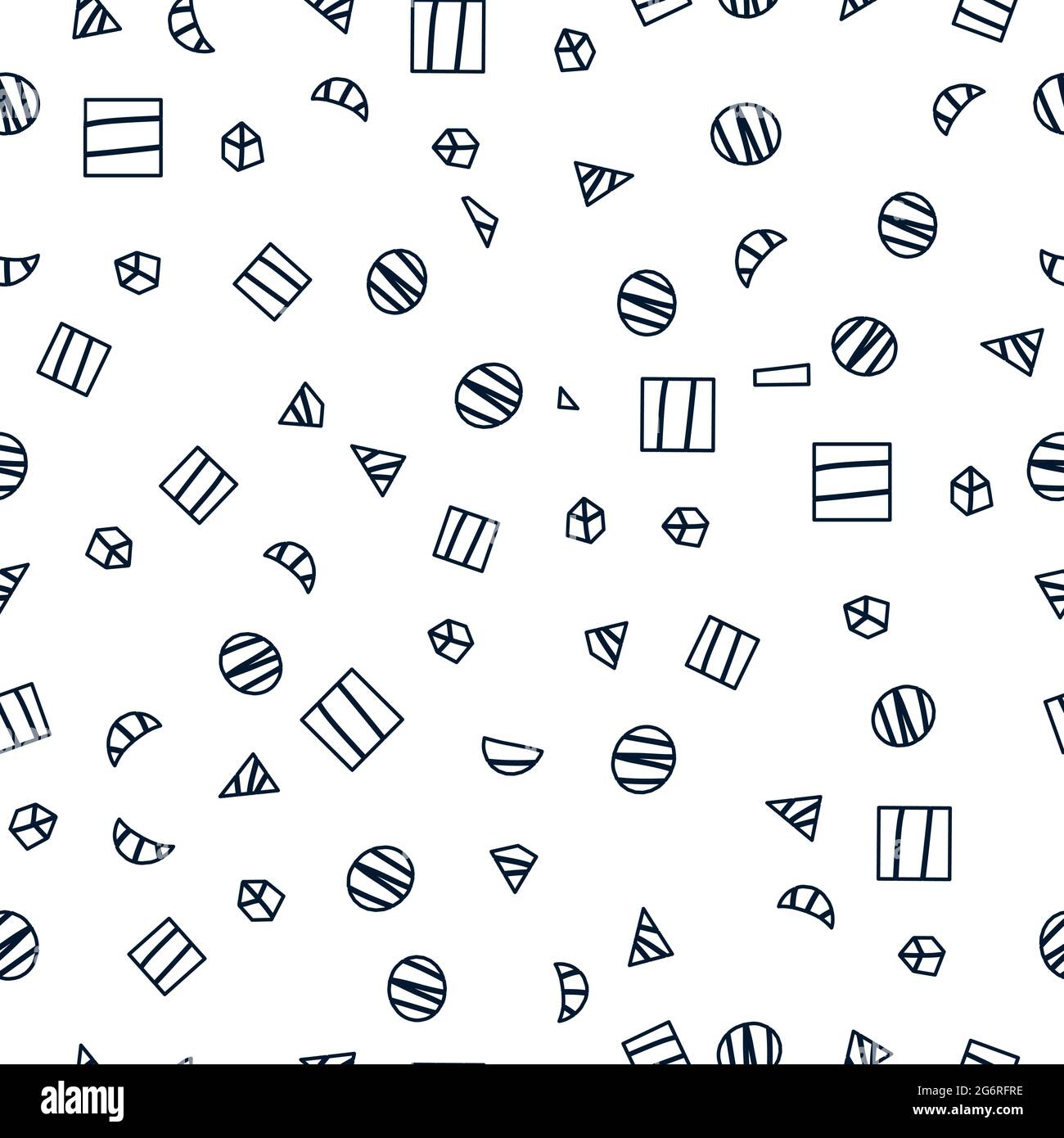 Seamless pattern, various geometric shapes on a white background ...