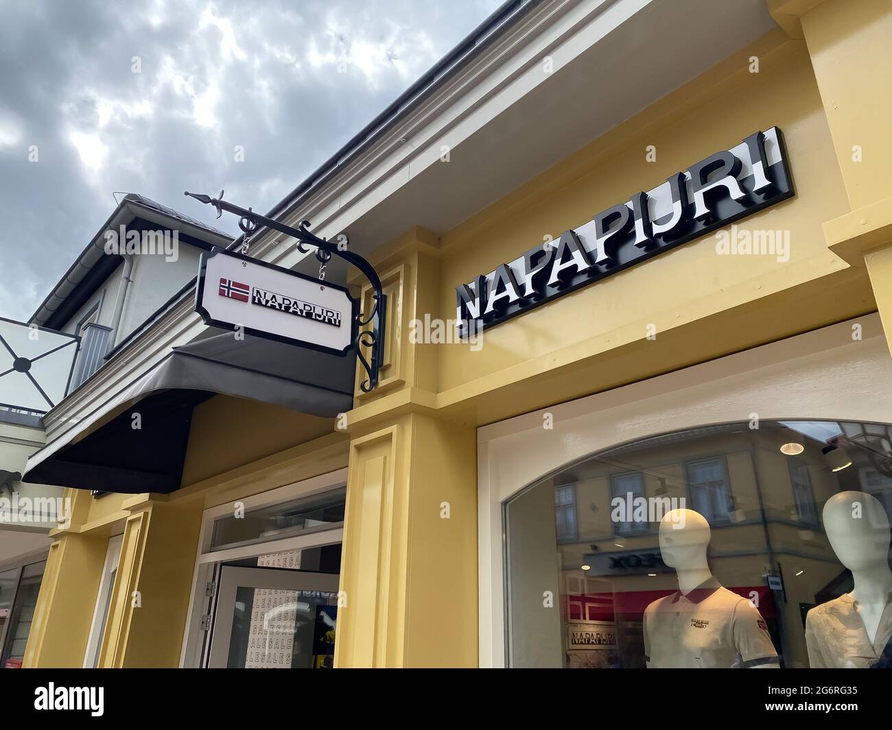 Roermond, Netherlands - July 1. 2021: View on store facade with logo  lettering of napapijri fashion brand Stock Photo - Alamy