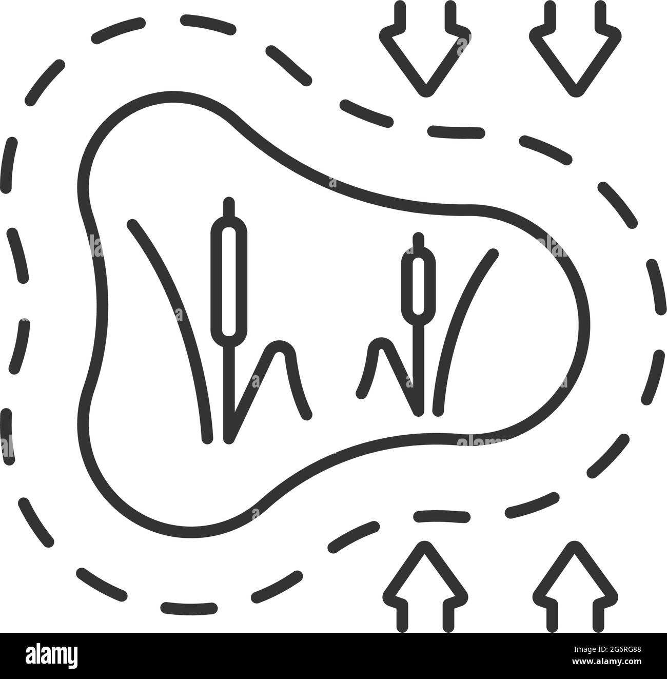 Disappearing wetlands linear icon Stock Vector