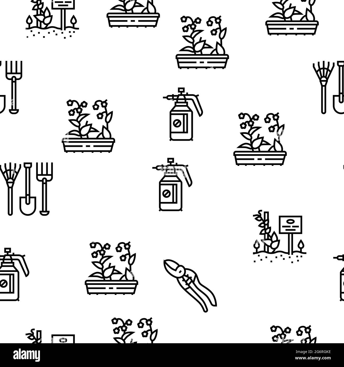 Gardening Equipment Collection Icons Set Vector Stock Vector Image ...